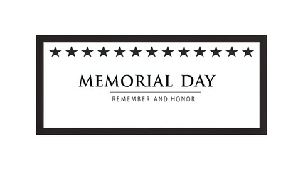 Memorial Day Tribute: Elegant Black & White Star Typography for Honoring Heroes - Solemn Remembrance Design, Generative AI