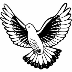 Obraz premium White flying dove of peace vector illustration with outstretched wings, a symbol of nature's tranquil flight