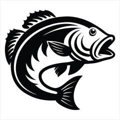 salmon trout fish vector art silhouette illustration on a white background.