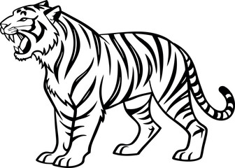 Fototapeta premium Tiger Line Drawing – Wild Cat Minimalist Art