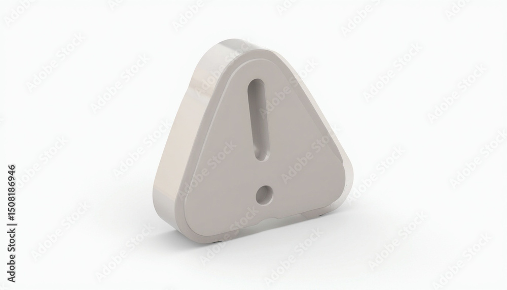 Fototapete stylized three dimensional rendering of a caution sign warning with rounded edges casting soft shado