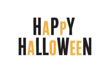 Happy Halloween vector text banner illustration. Happy Halloween design, background graphic. Featuring black and orange bats suitable for placing over Halloween cards, social media and poster designs.