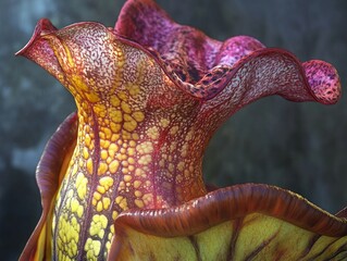 Close-up of the Titan Arum spadix, detailed texture and vibrant colors