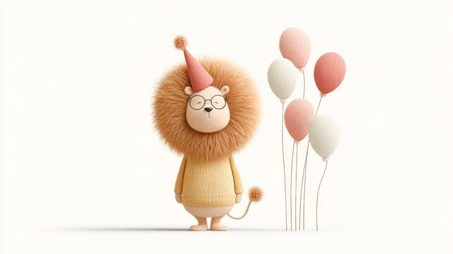 Lion birthday party celebration with costume and balloons whimsical atmosphere for fun kids event