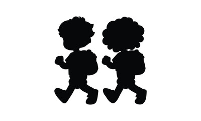 Children icon vector Brother and Sister Silhouette