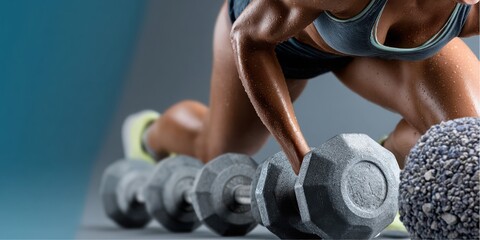 Female athlete doing dumbbell rows in Gym for Strength Training Session