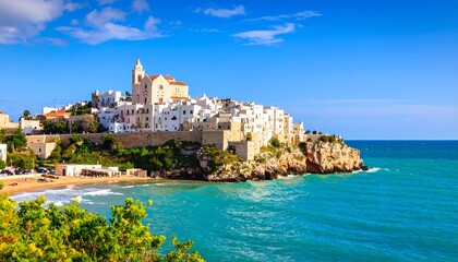 Vieste - beautiful coastal town on the rocks in Puglia. The church of San Francesco