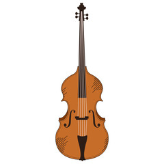 Double bass vector illustration. Contrabass template design isolated transparent background. Perfect classical music instrument. EPS 10