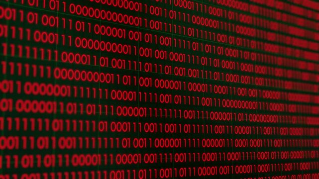 Random number 0 and 1 on black background.Number in low fogus on middle background. abstract background ,Random, number,generator,3d loop,VDO concept of digital and data processing