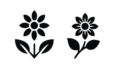 Flower black and white Silhouette Vector Design