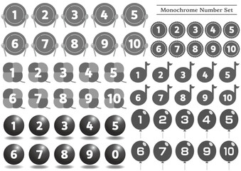 モノクロ数字のアイコンセット