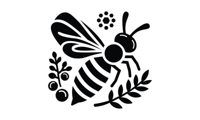 Bee sitting on a flower Vector Design