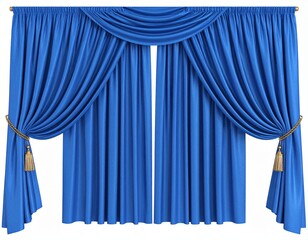 blue curtain of a theater on a white background 3d rendering