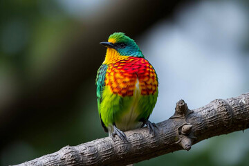 Gorgeous Spangled Cotinga Perched in Nature, Displaying Its Vibrant Blue and Green Plumage in a Serene Tropical Habitat, Vibrant Wallpaper