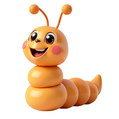 Obraz premium A cheerful orange caterpillar toy with big eyes and a wide smile against a black background image view