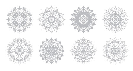Fototapeta premium Mandala silhouette vector illustration. set of ornamental elements
