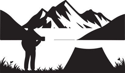 Camping by the Lake Silhouette