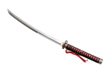 Fototapeta premium Elegant japanese katana sword with intricate handle design, cut out