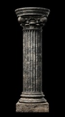 Ancient stone pillar with decorative capital and base