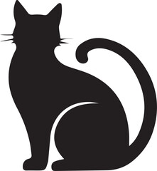 cat silhouette, feline vector, domestic cat icon, kitten silhouette, house cat vector, pet cat icon, sitting cat silhouette,
