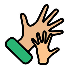 Child Hand in Adult Hand Vector Filled Icon Design