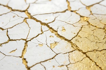 Fototapeta premium Cracked surface with gold paint on it