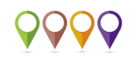 Colorful Location Map Pins Set for GPS and Navigation UI
