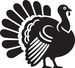 Stylized Black and White Turkey Silhouette Vector Illustration