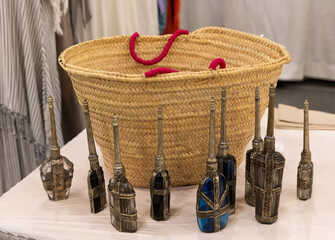 basket and metal decor