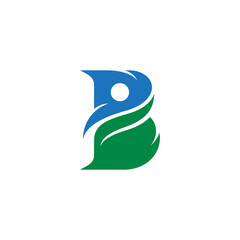 B letter and people logo with leaf element