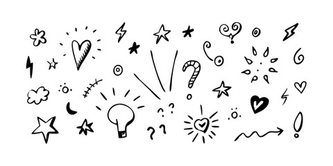 "Hand Drawn Line Marker and Brush Arrow Set, Pencil Stroke Vector Elements, Sketch Scribble Icons, Doodle Arrows, Highlight Symbols, Heart Crown Star Shapes, Underline and Pen Stroke Graphics"