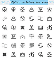  digital marketing icon vector line icons set