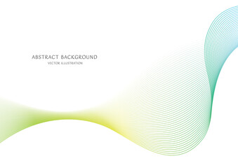 緑色のグラデーションの抽象的な曲線な背景のベクター素材