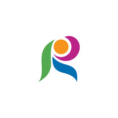 R letter and people logo with abstract concept