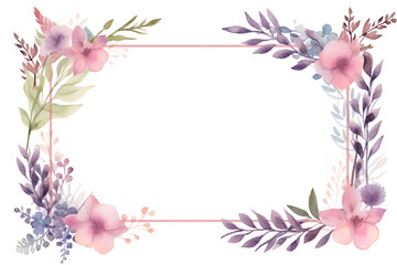 Naklejka premium Hand Drawing Wildflower Rectangle Frame Watercolor Style