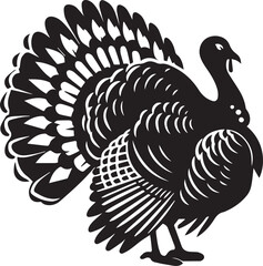 Stylized Black and White Turkey Silhouette Vector Illustration