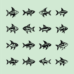 Neon Tetra fish vector art illustration