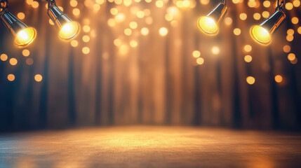 Warm, illuminated scene with string lights glowing against a wooden background. The atmosphere is cozy and inviting, perfect for celebrations or gatherings.