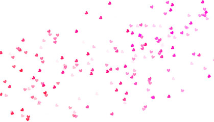 Fototapeta premium Paper heart shapes cutout rain on transparent background