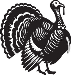 Fototapeta premium Stylized Black and White Turkey Silhouette Vector Illustration