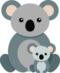 Little koala with baby in cuddly and affectionate wildlife theme vector art illustration