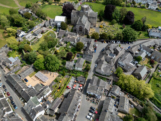Village of Cartmel and Cartmel Priory in Cumbria in the United Kingdom