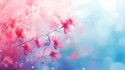 Fototapeta premium Blossoming cherry flowers springtime delight with soft focus and dreamy pastel background