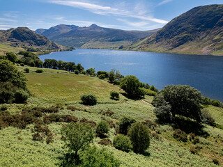 Aerial view of Crummock Water in the Lake District - Cumbria in the northwest of England