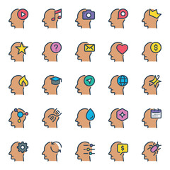 Filled outline icons set for Thinking mind