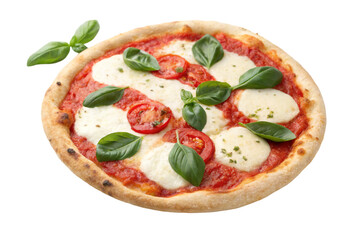 Real Italian pizza Margherita from Napoli isolated on transparent background  