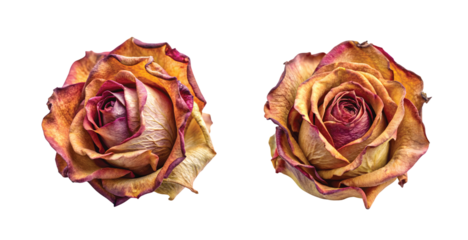 Dried Rose Petal: isolated dried rose petal, curled and aged with faded color, PNG