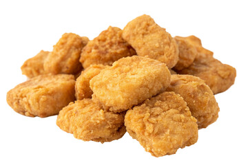 Crispy fried chicken nuggets isolated on transparent background PNG  