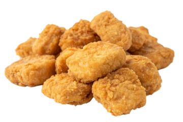 Crispy fried chicken nuggets isolated on transparent background PNG  