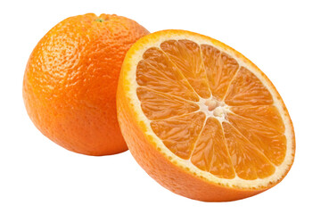 Fresh orange cut in half isolated on transparent background  